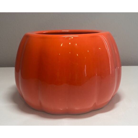 Ceramic Pumpkin Planter Pot 3.75H x 4.5"W With Insert Halloween Fall Decor - Picture 1 of 5
